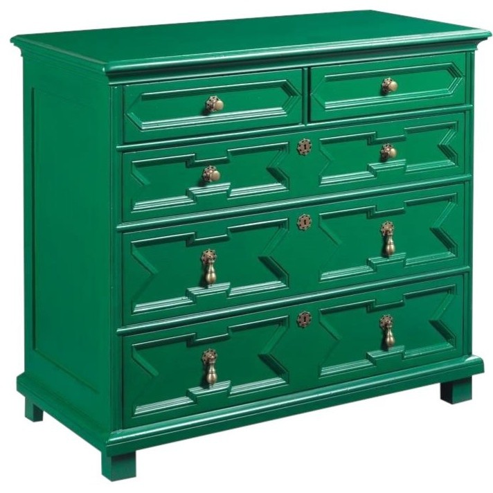 Chest of Drawers Woodbridge Jade Green 5 Drawers Intricate Overlaid   Traditional   Accent Chests And Cabinets   by EuroLuxHome  Houzz