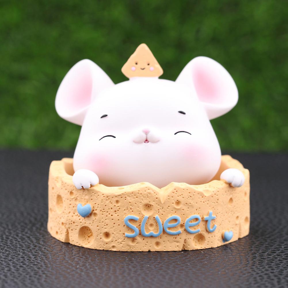 Cute Shaking Head Mouse Ornament Resin Cartoon Nodding Decoration Creative Cake Sweetheart Mouse Decoration For Car Bedroom Living Room Desk Office St