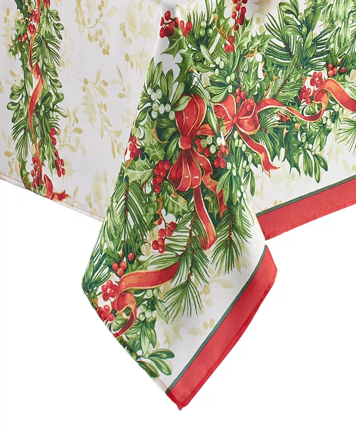 Elrene Holly Traditions Holiday Tablecloth - 60 x 84 oval