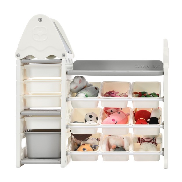 Kids Toys Storage Organizer With 14 Bins Multifunctional Kids Bookcase Modernluxe