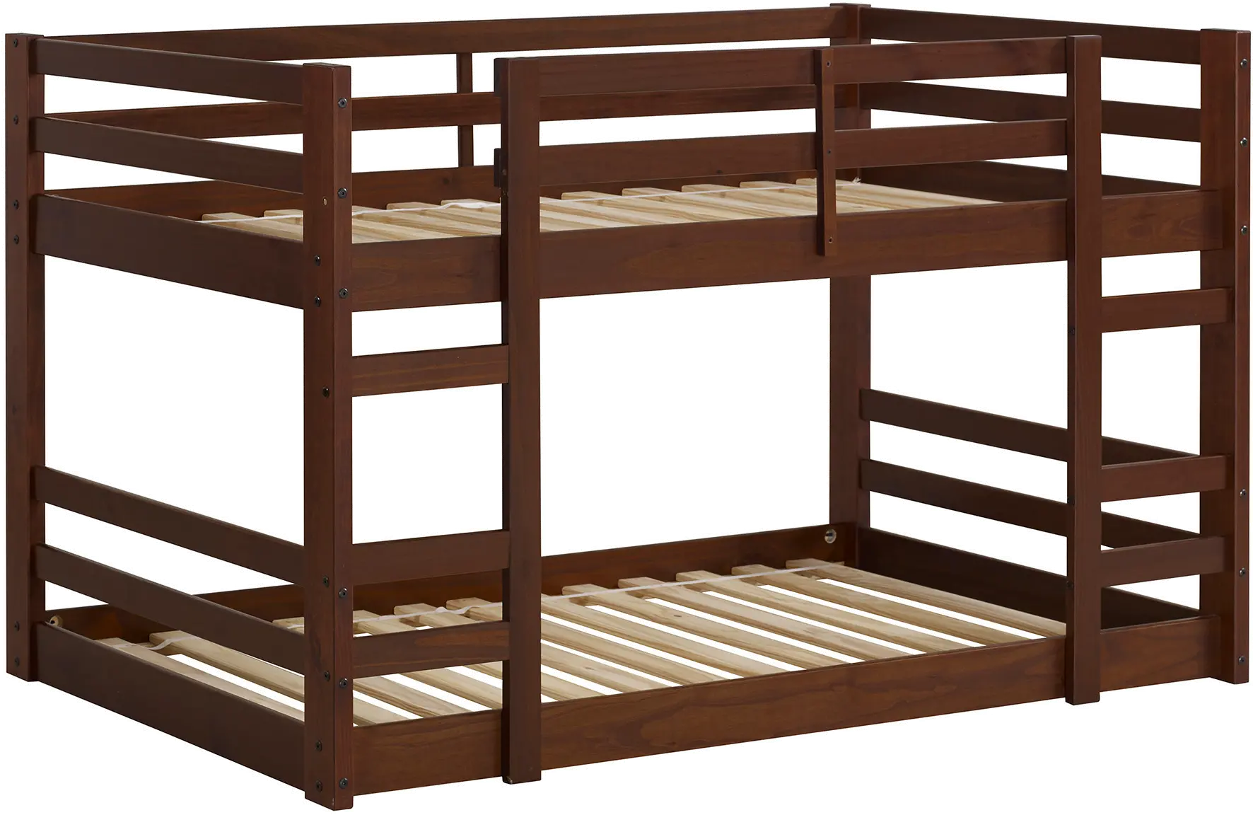 Medium Brown Low Twin-over-Twin Bunk Bed - Walker Edison