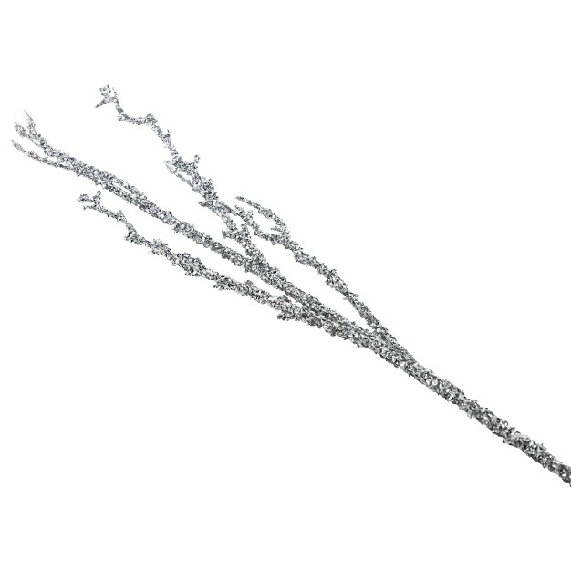 Glittered Silver Artificial Twig Christmas Spray