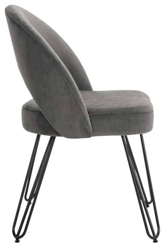 Vinnie Velvet Retro Dining Chair Set of 2 Dark Grey   Modern   Dining Chairs   by Virgil Stanis Design  Houzz