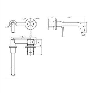 Aurora Decor ABAD Double-Hole Single-Handle Bathroom Wall Mount Faucet in Matte Black (Deck plate Included) DBSFHD2BNK0910