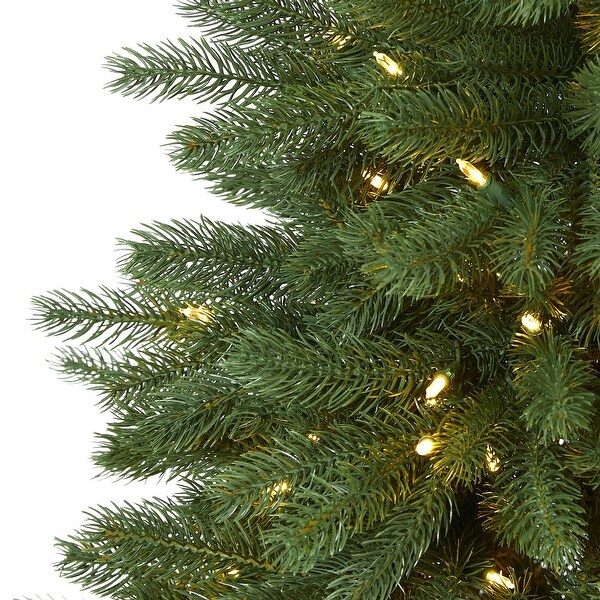 5' Napa Valley Pine Artificial Christmas Tree with 200 Warm White LED Lights，335 Bendable Branches on a Faux Wood Stand