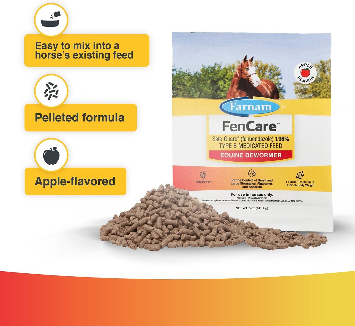 Farnam FenCare Safe-Guard Horse Dewormer， 5-oz bag