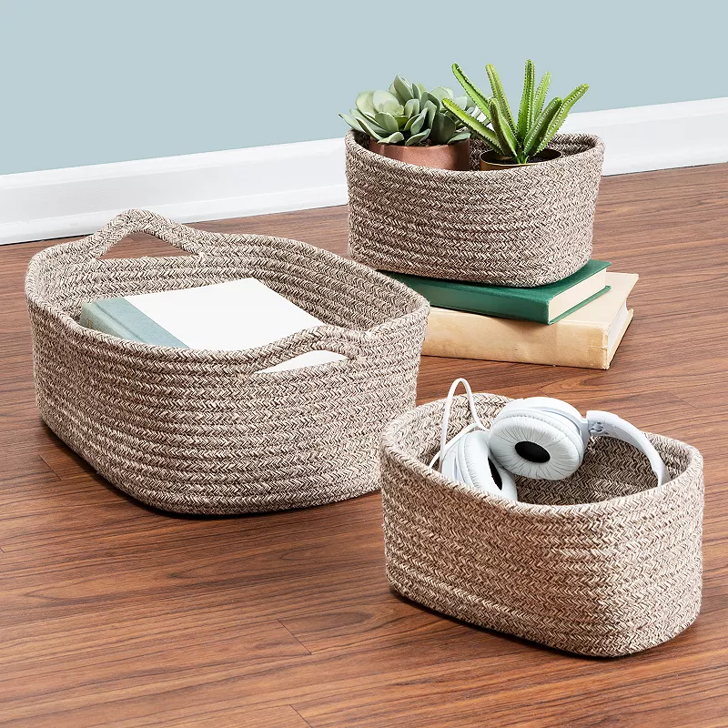 Honey-Can-Do Set of 3 Nesting Cotton Storage Baskets with Handles