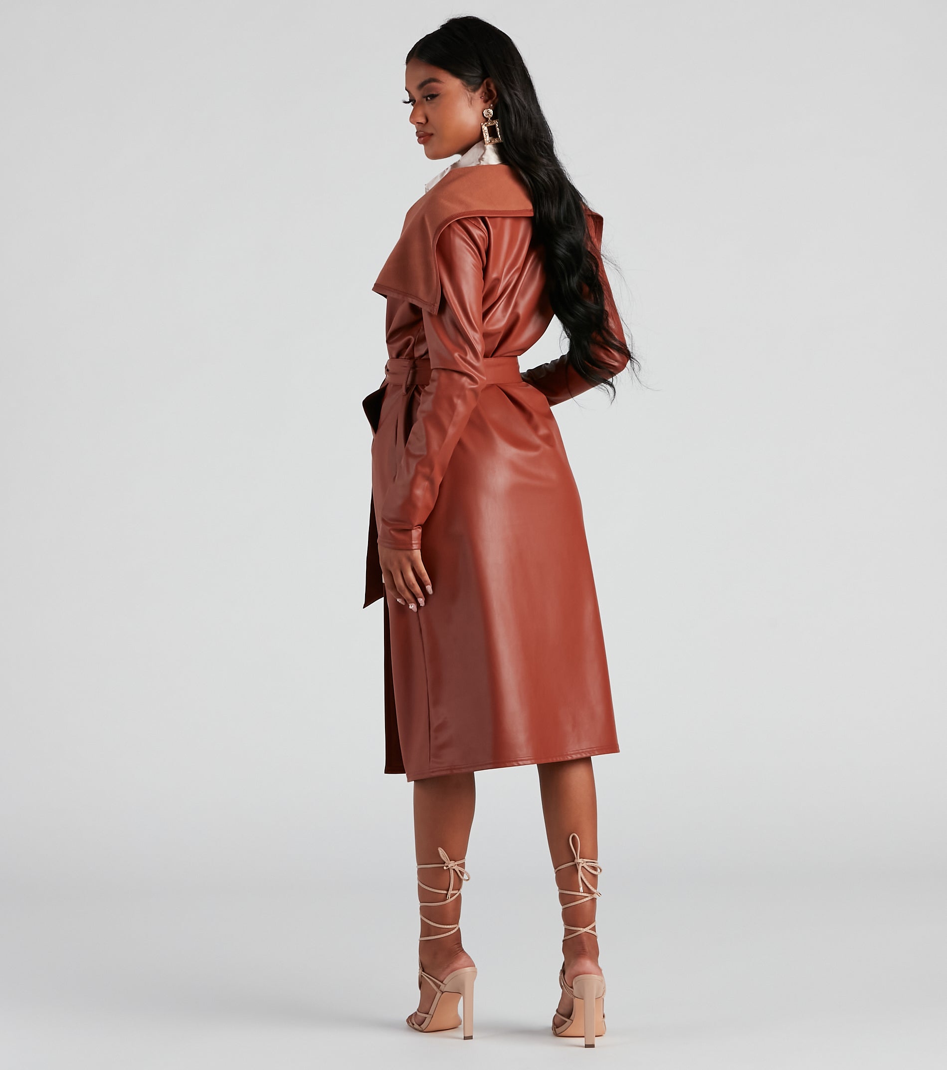 Elevated And Chic Faux Leather Trench