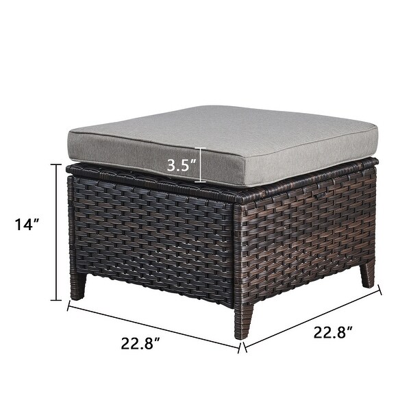 2 Piece Outdoor Ottoman Wicker Patio Ottomans