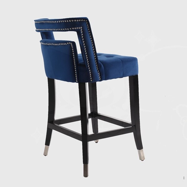 2 pcs Set 26 inch Suede Velvet Barstool with nailheads