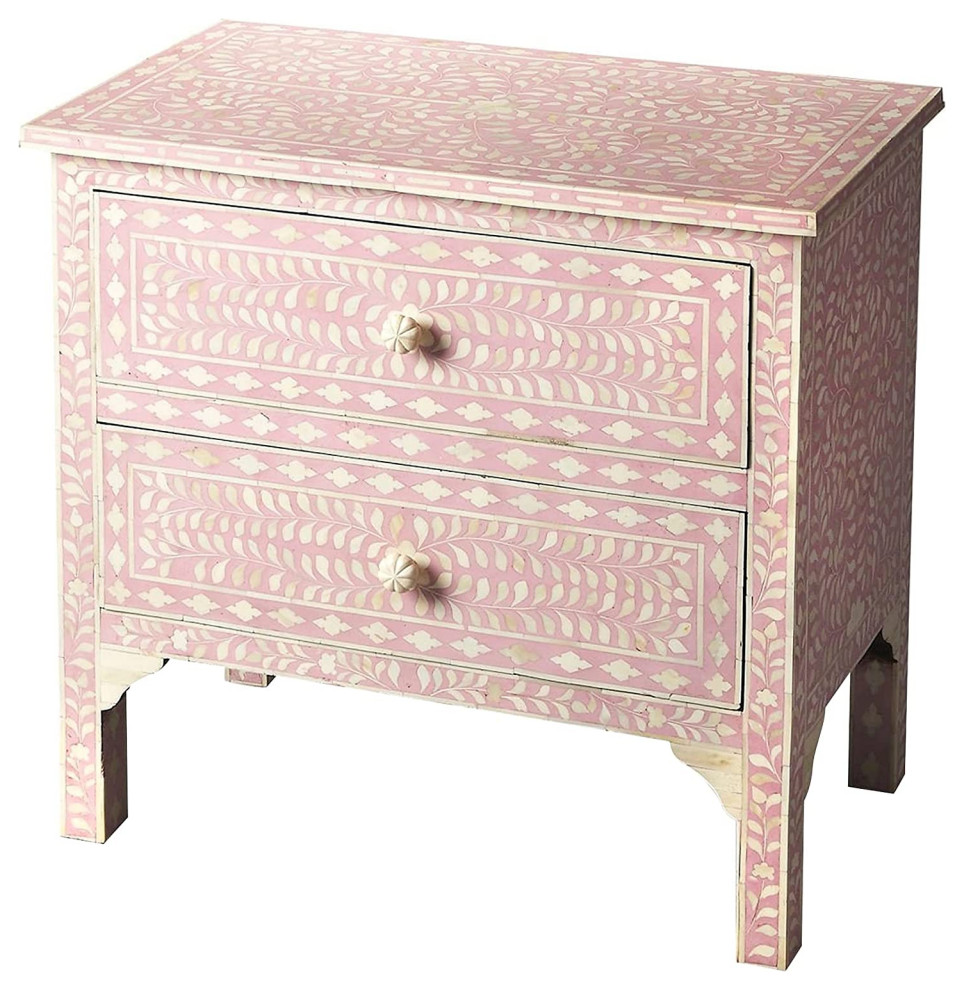 Butler Vivienne Pink Bone Inlay Accent Chest   Mediterranean   Accent Chests And Cabinets   by Homesquare  Houzz