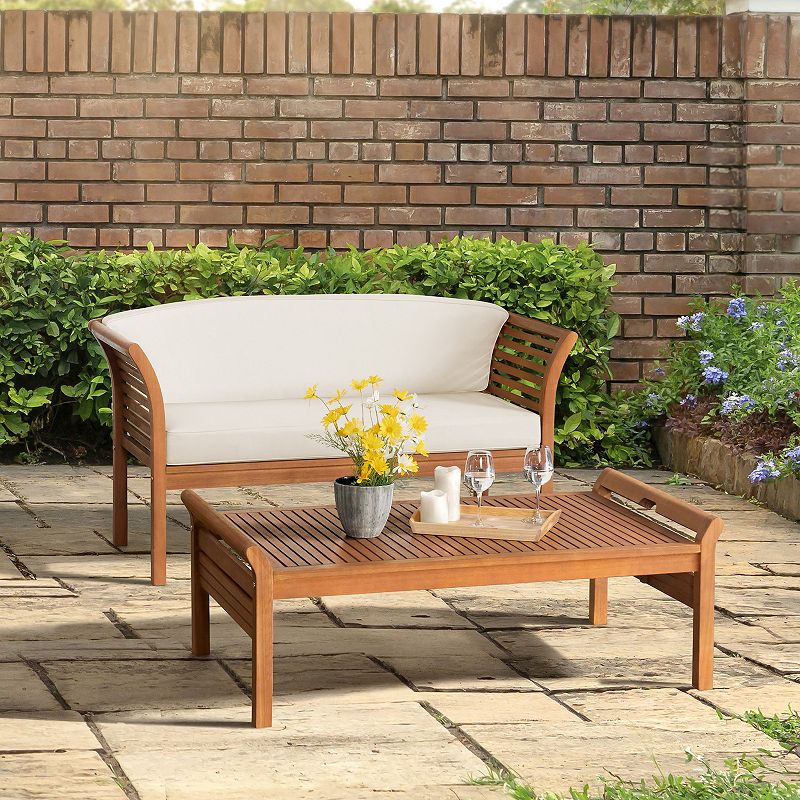 Alaterre Furniture Stamford Outdoor Bench and Coffee Table 2-piece Set