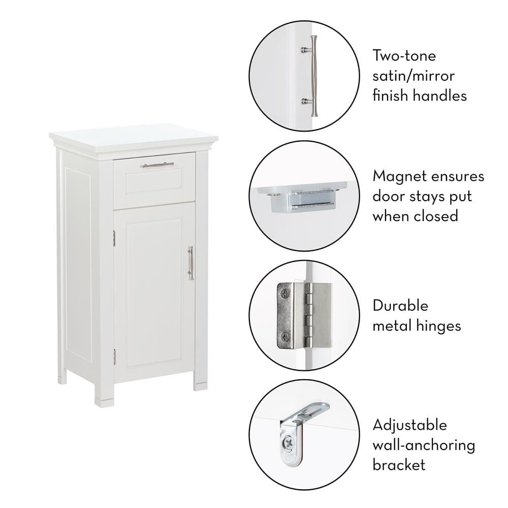 RiverRidge Home Somerset Collection 16 in W x 30 in H x 12 in D Single Door Floor Cabinet in White