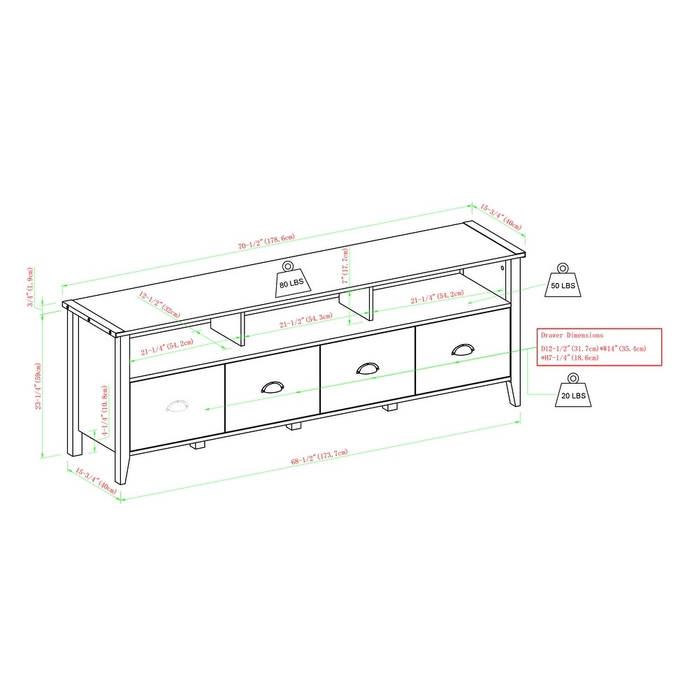 Middlebrook Designs 70 inch 4 Drawer TV Stand