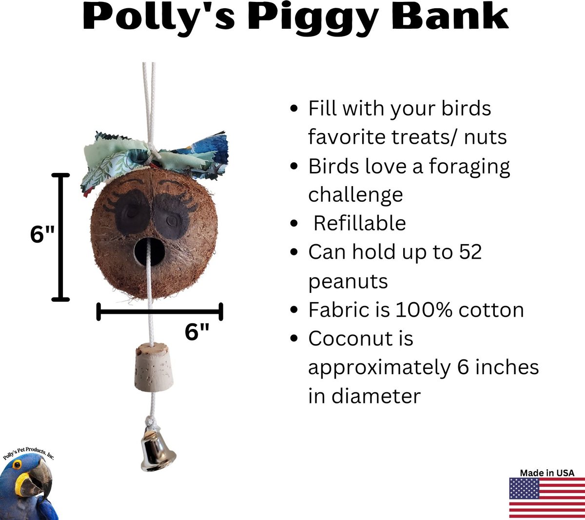 Polly's Pet Products Piggy Bank Bird Perch