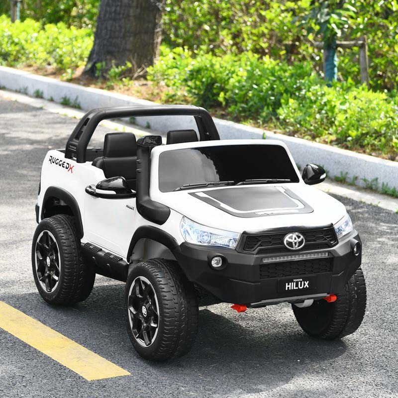 Licensed Toyota Hilux 2-Seater Kids Ride on Car 4WD 2x12V Battery Powered Riding Toy Truck with Remote