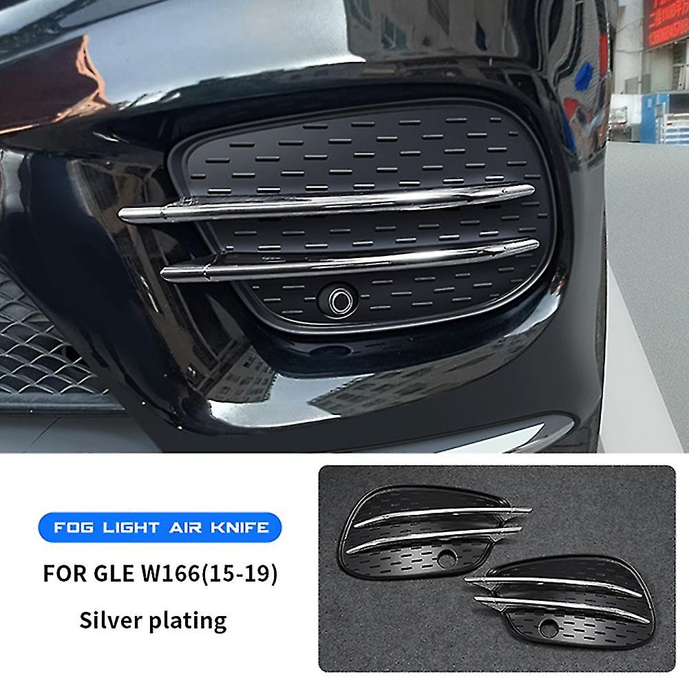 1pair Front Bumper Knife Fog Lamp Trim Cover For Gle Gls Class W166 X166 2015-2019 Silver