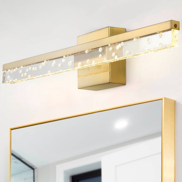 1 light Mario Modern 360 degree Rotatable Iron seeded Acrylic Led Vanity Light Brass Gold clear Jonathan Y