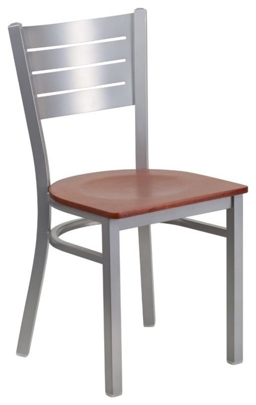 Bowery Hill Restaurant Dining Chair in Cherry and Silver   Contemporary   Dining Chairs   by Homesquare  Houzz