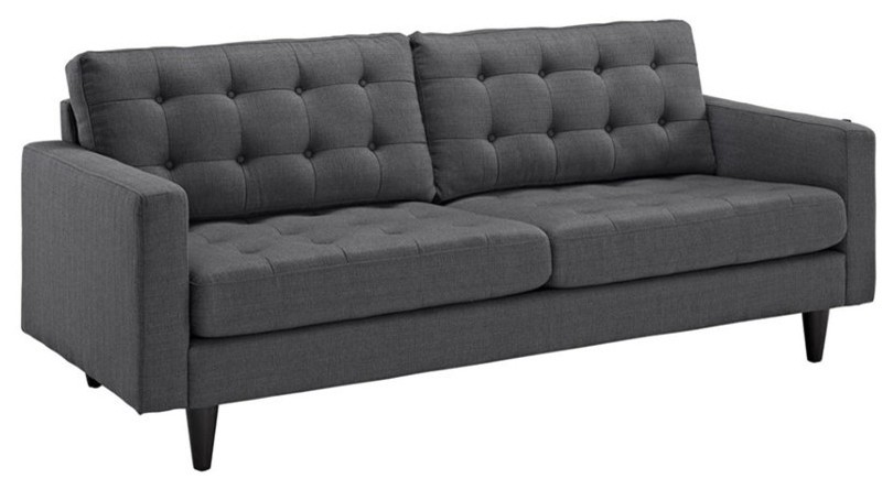 Modway Empress Modern Fabric 2 Piece Sofa Set in Gray Finish   Midcentury   Living Room Furniture Sets   by Homesquare  Houzz