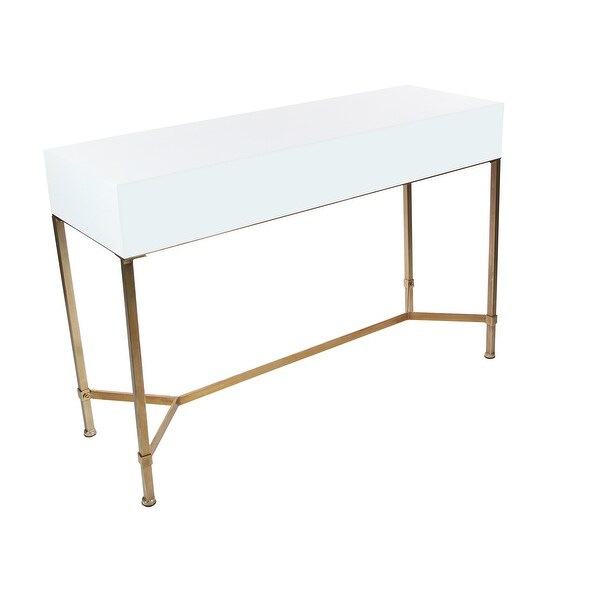 White Wood Glam Modern Contemporary 2 Drawer Desk Console Table - 47 x 15 x 31