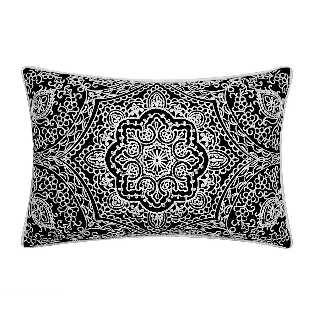 Edie@Home Indoor Outdoor Arabesque Embroidered Throw Pillow