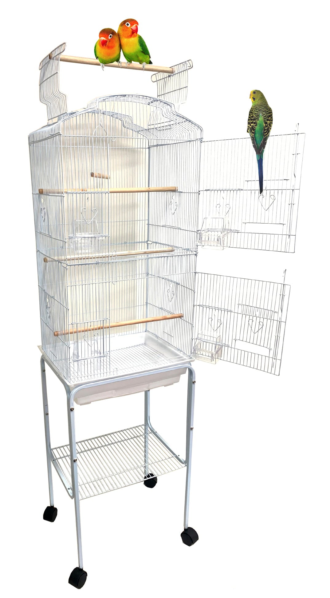 63-inch Open Top Parakeet Lovebirds Flight Cage with Rolling Stand for Finches Canaries Cockatiels Budgie Parrotlet Conures Pet Birdcage