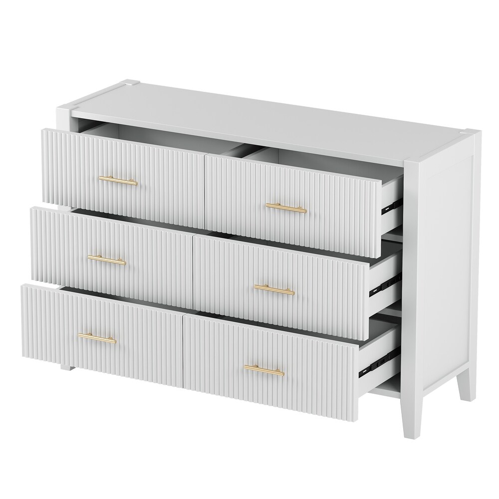 6 Drawer Dresser with Metal Handle for Bedroom