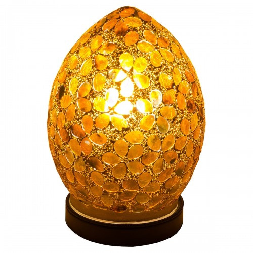 Britalia 880402 Brown Flower Mosaic Glass Vintage Egg Table Lamp 20cm