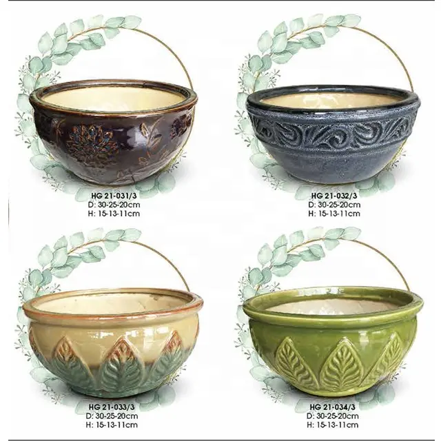 New design of ceramic planter pots in garden  set of 3  indoor and outdoor flower pot Garden