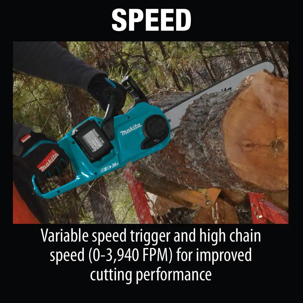 Makita XCU04CM 18-Volt X2 (36V) LXT Lithium-Ion Brushless Cordless 16 in. Electric Chain Saw Kit (4.0Ah)