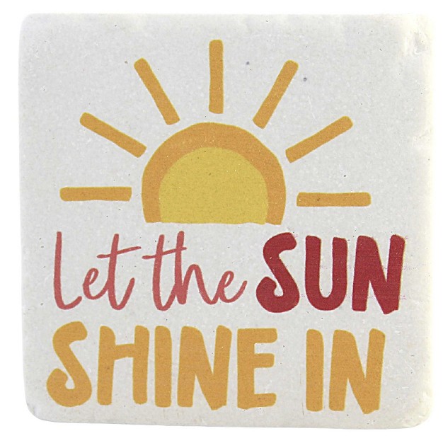 Tabletop Sunshine Text Coaster Four Coasters 4 Inches Set 4 Everyday Cb176051 Resin Off white