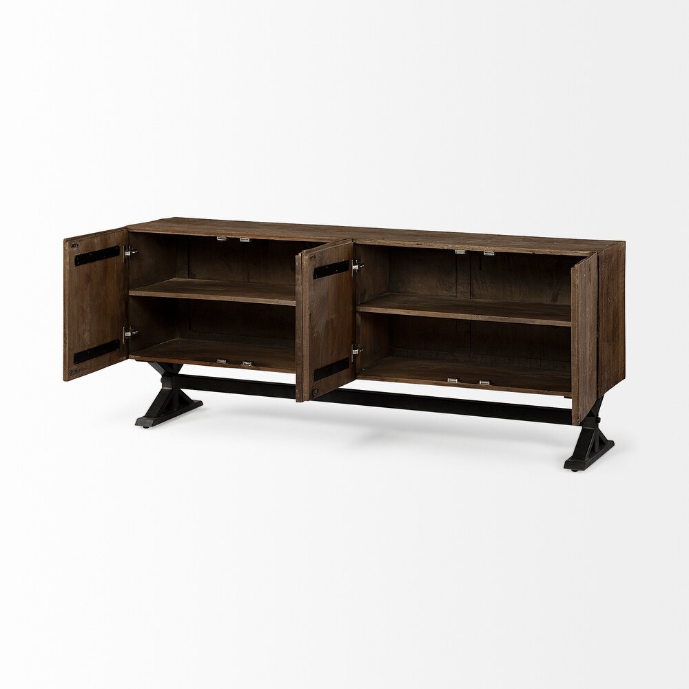 Hollingworth Medium Brown Solid Wood w/Black Iron Base Sideboard   72\