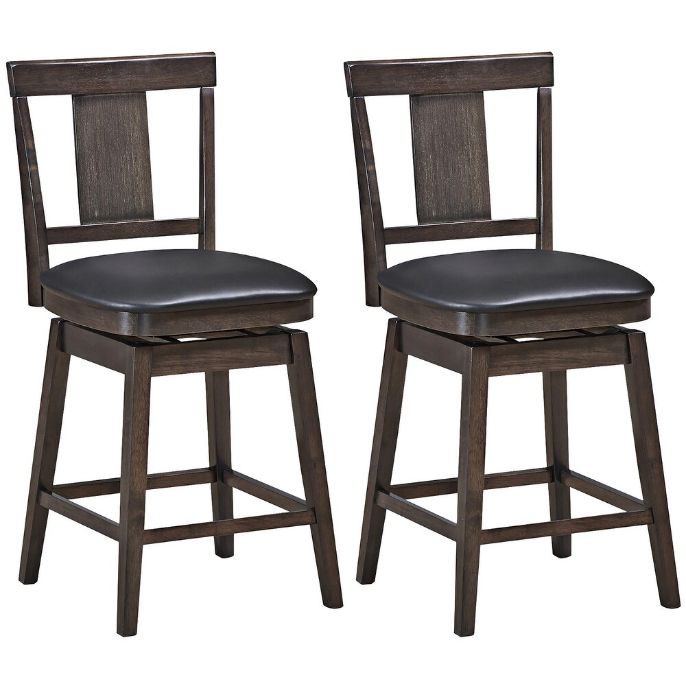 1PC/2PCS/3PCS/4PCS Swivel Bar Stool 24 inch Upholstered Counter Height   Dark Grey