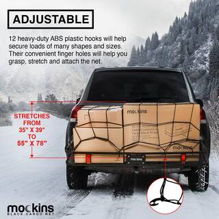 Mockins 35 in. x 39 in. Heavy-Duty Bungee Cargo Net - Stretches to 39 in. x 65 in. MA-45