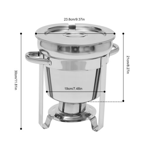 7.4 Qt Stainless Steel Round Soup Chafer Chafing Dish Set with Lid Deep Soup Pot