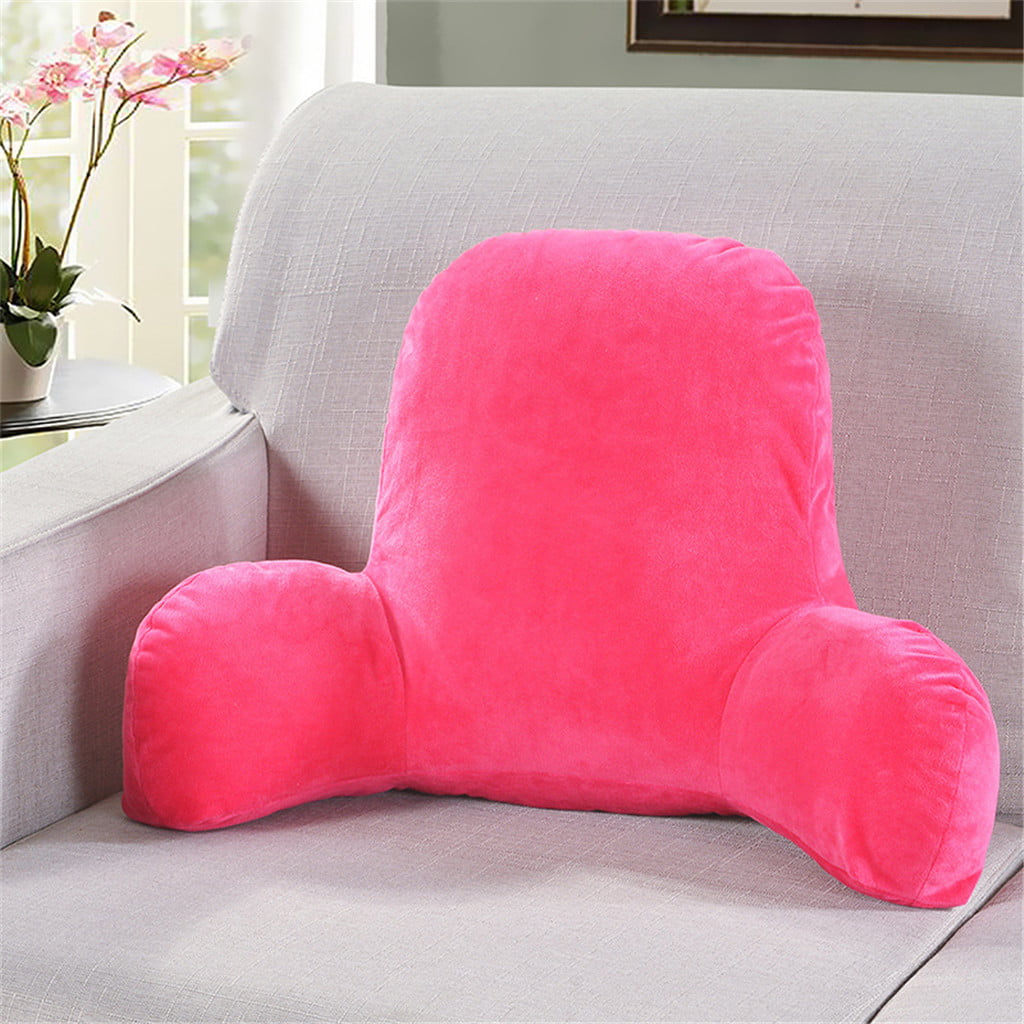 Puntoco Special Offers Clearance Plush Big Backrest Reading Rest Pillow Lumbar Support Chair Cushion with Arms Hot Pink