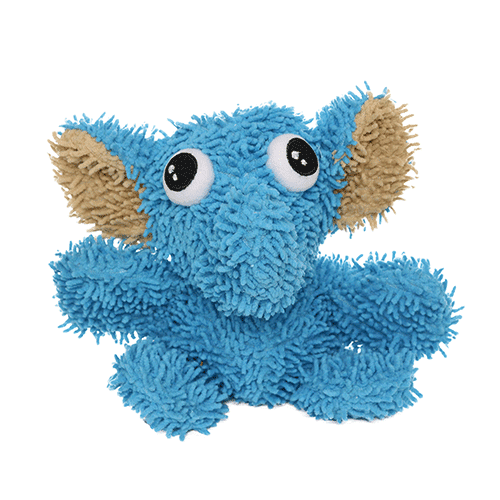 Mighty Microfiber Ball Elephant Dog Toy， Made with Squeaker Balls， Minimal Stuffing， Blue