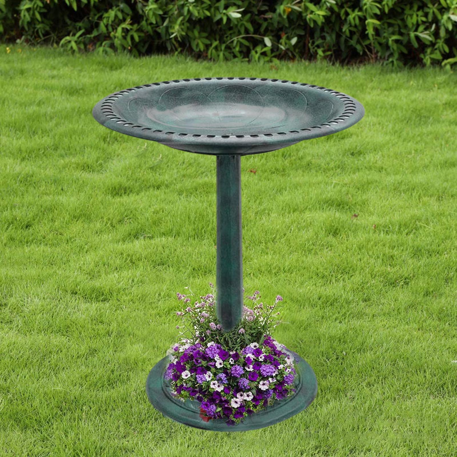 Outdoor Garden Bird Bath Weather Resistant Rustic Standing Decoration Birdbaths green