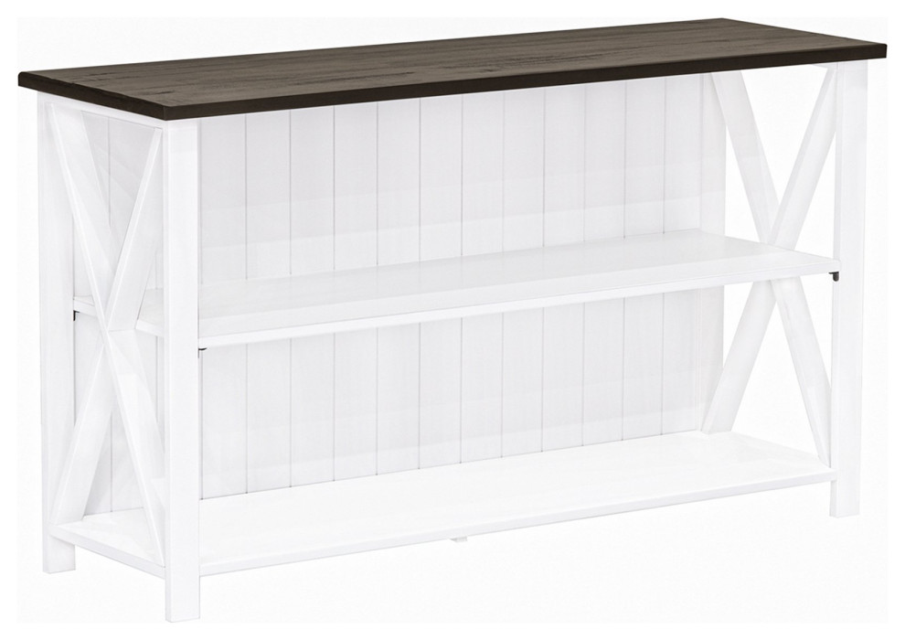 Modern Farmhouse Console Table  X Shaped Sides With Open Shelves  White/Gray   Farmhouse   Console Tables   by Decor Love  Houzz