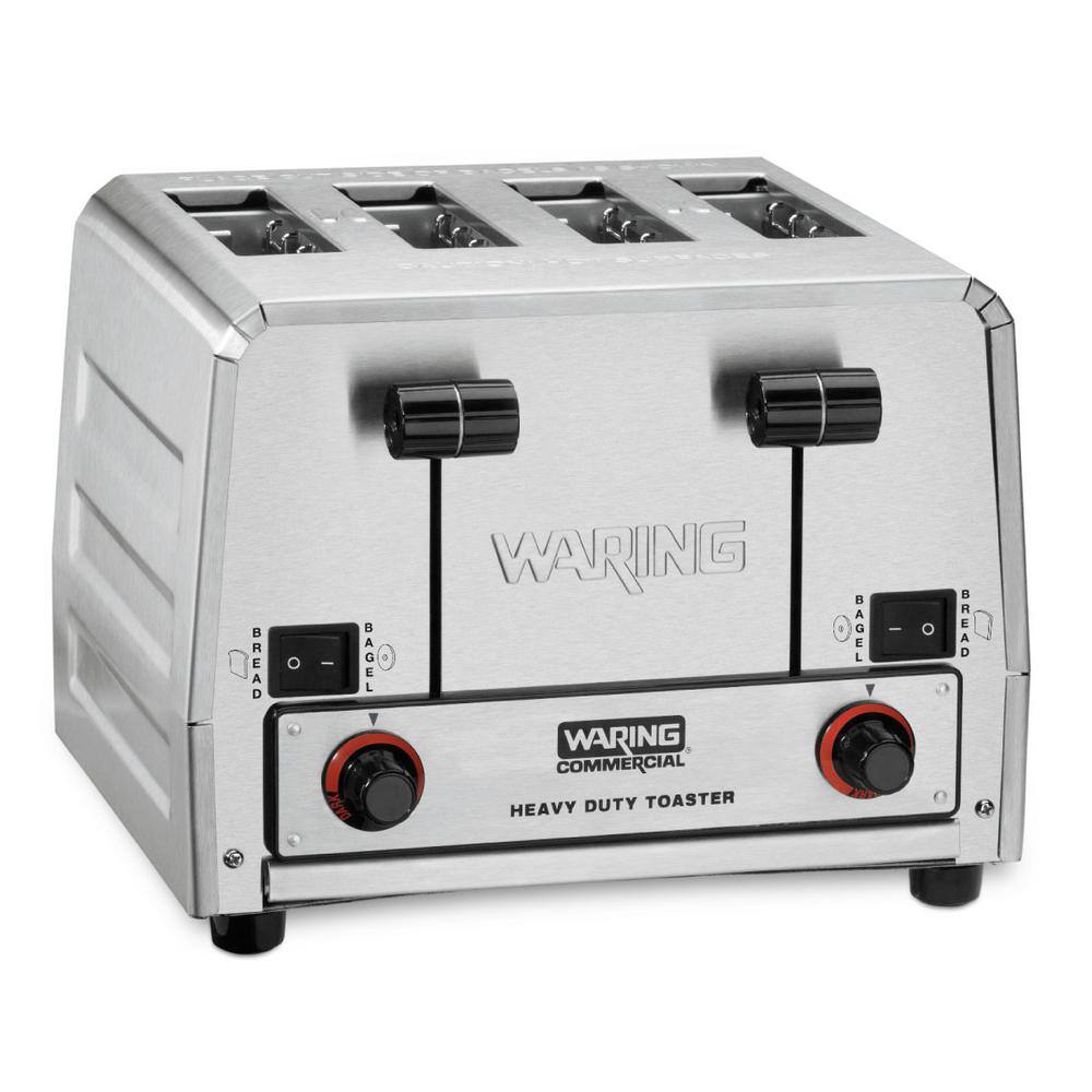 Waring Commercial Heavy-Duty Switchable BagelToast 1800 W 4-Slice Silver Wide Slot Toaster WCT850RC