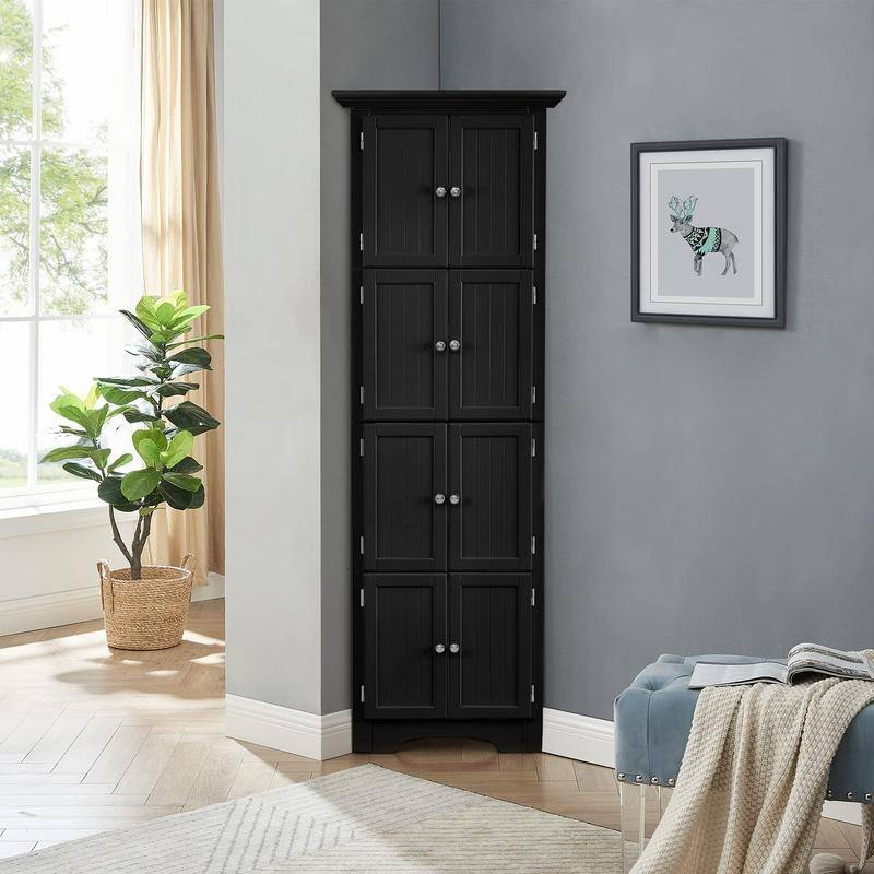 Modern Tall Storage Cabinet with Doors and 4 Shelves