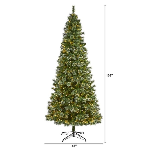 9' Wisconsin Slim Snow Tip Pine Christmas Tree with 800 Clear Lights