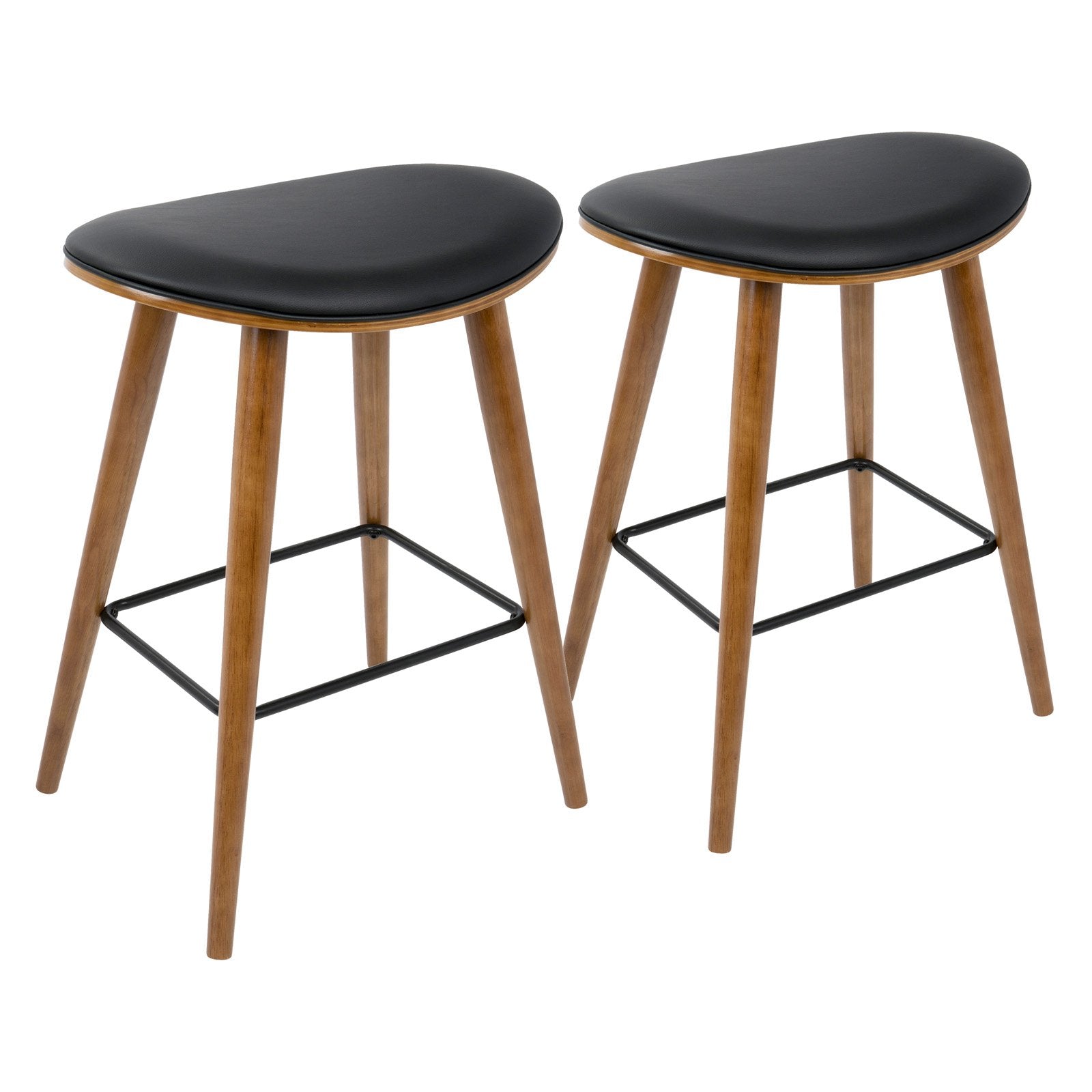 LumiSource Saddle 25.75 in. Mid-Century Modern Counter Stool - Set of 2