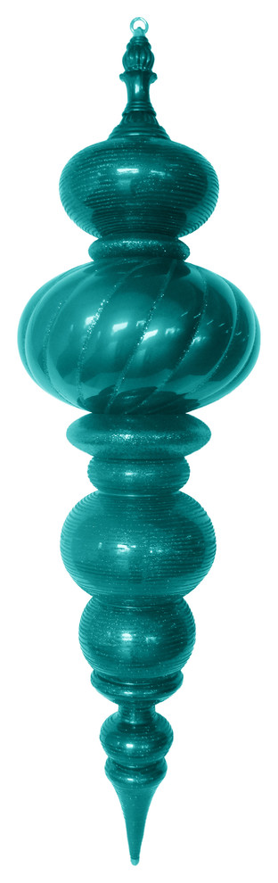 43 quotLarge Aqua Finial Ornament With Aqua Glittered Stripes   Contemporary   Christmas Ornaments   by Queens of Christmas  Houzz