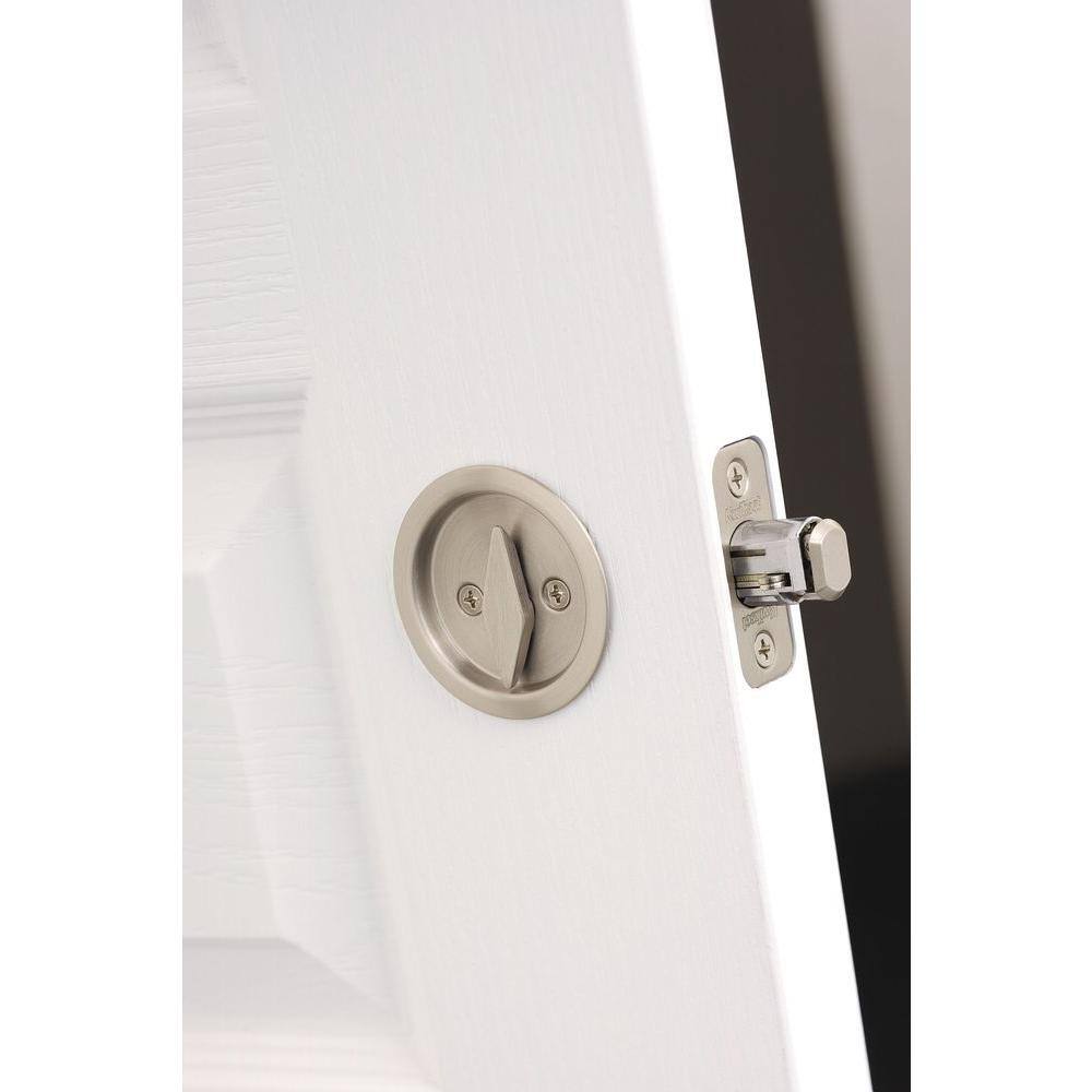 Kwikset Round Satin Nickel BedBath Pocket Door Lock 335 15 RND PCKT DR LCK