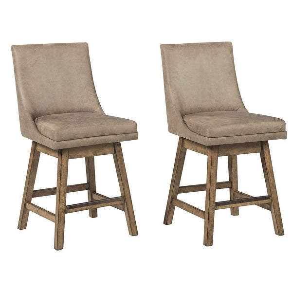 39 Inch Leatherette Padded Swivel Barstool， Set of 2， Beige - 39 H x 22 W x 19 L Inches