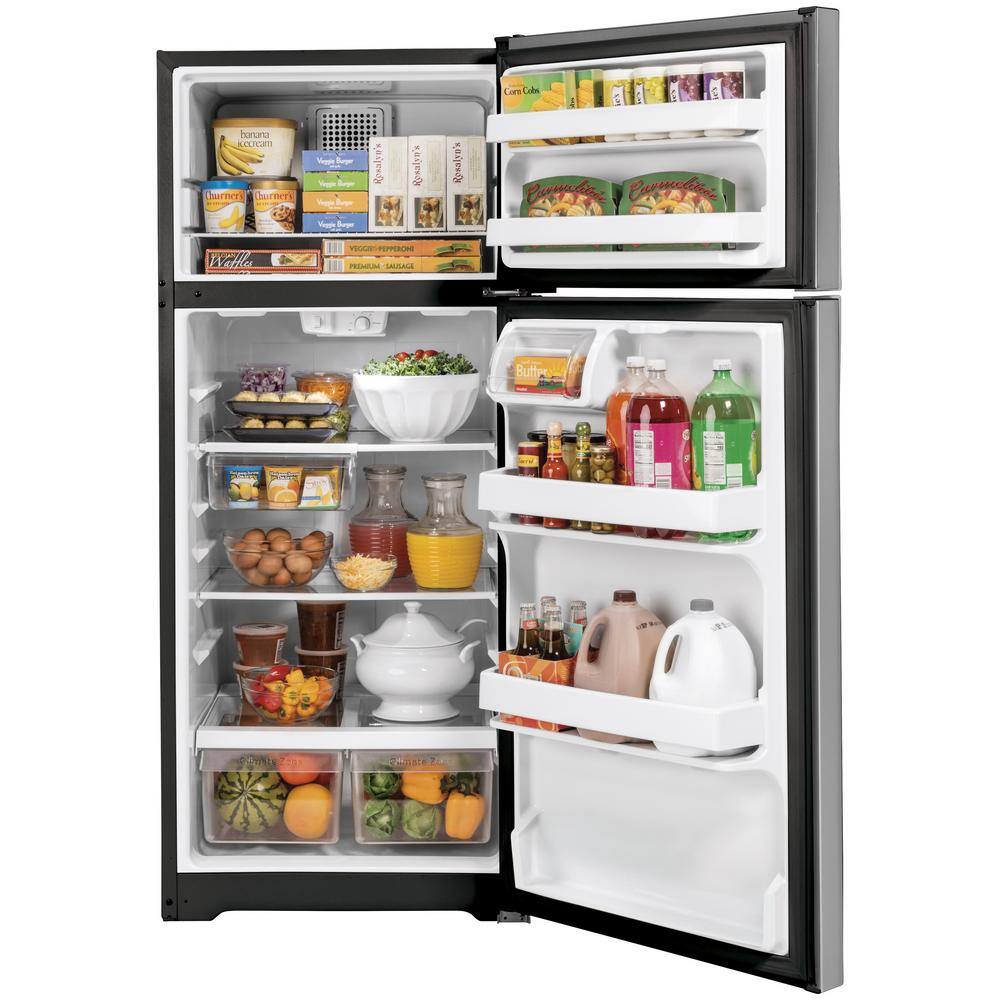 GE 16.6 cu. ft. Top Freezer Refrigerator in Stainless Steel GTS17GSNRSS