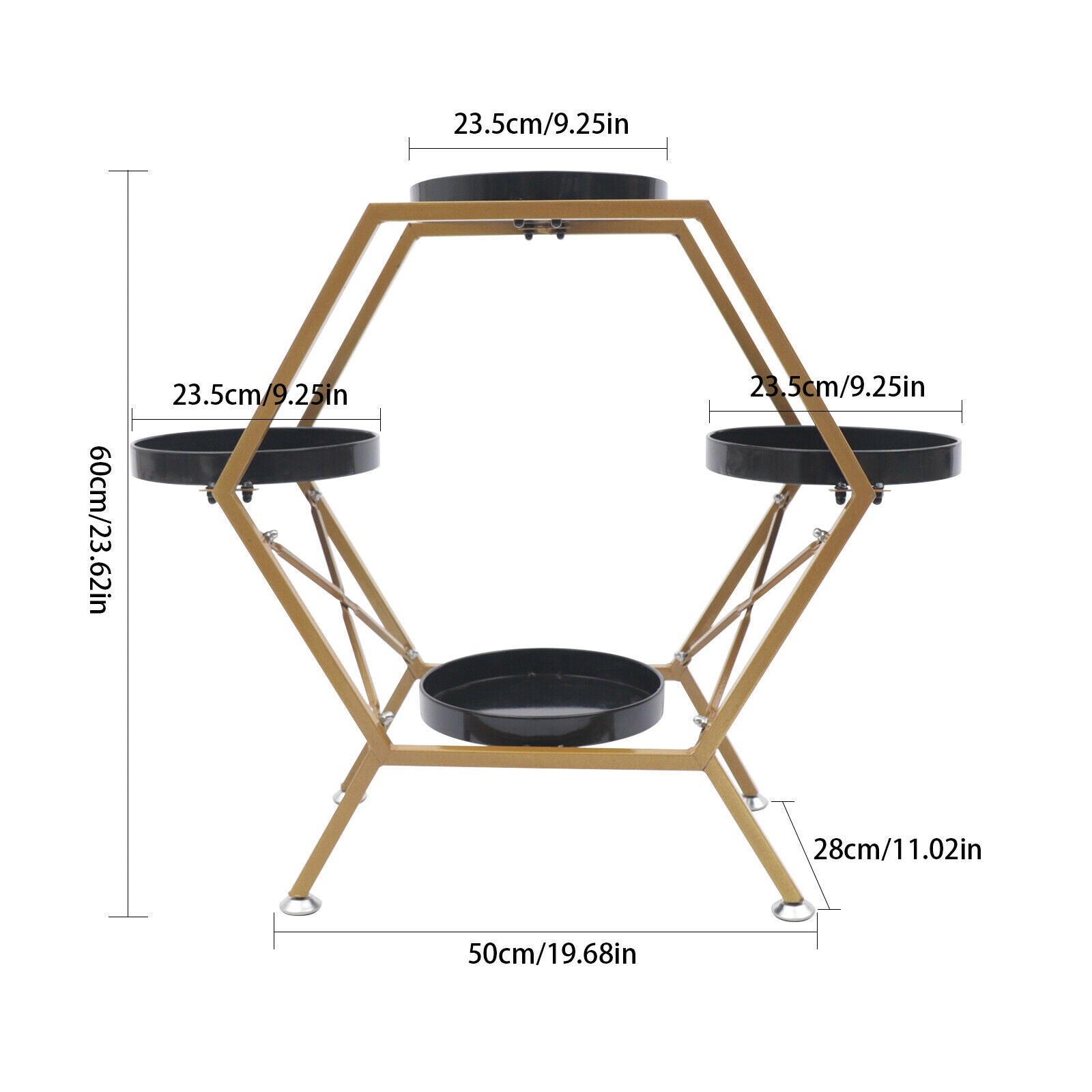 TFCFL Hexagon Plant Stand Metal Flower Pot Holder Shelves Plant Display Rack for Garden Balcony Gold