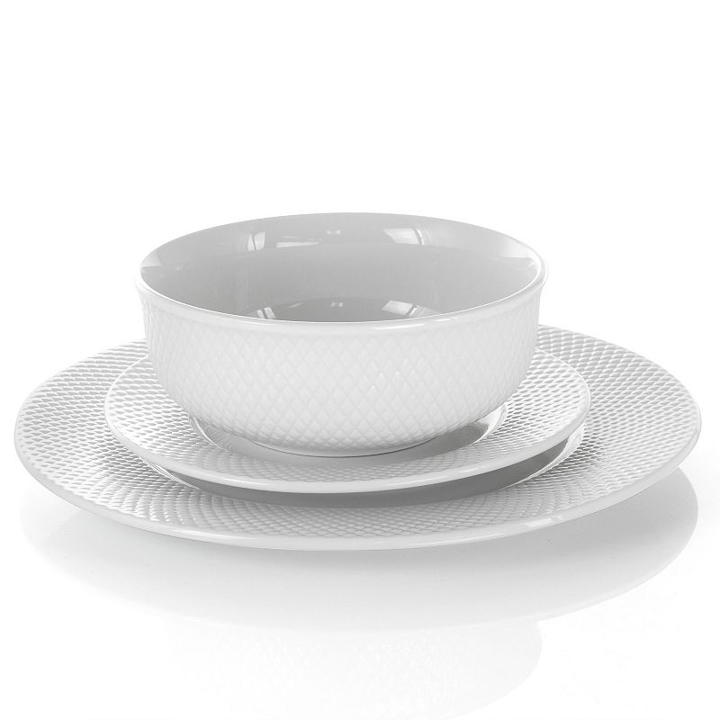 Elama Maisy 18 Piece Round Porcelain Dinnerware Set in White